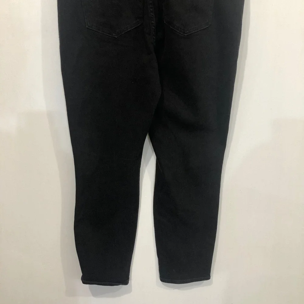 Madewell Denim Skinny Overalls Lunar Wash Black‎ M Adj Strap Pockets Zip Utility